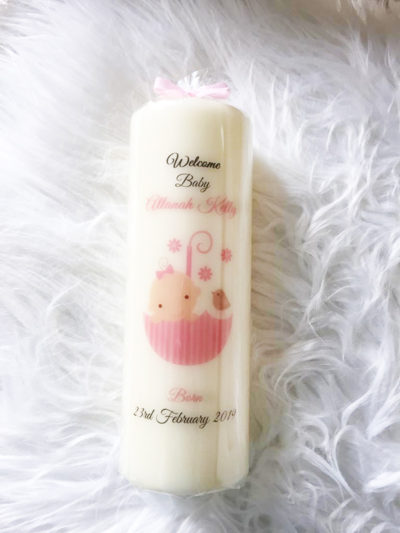 Personalised New Baby Candle Clare